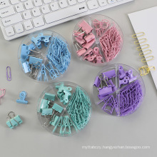 94pcs/box Kawaii Cat Heart Metal Paper Clip Candy Color Binder Clips For Book Decorative Clip Set School Stationery